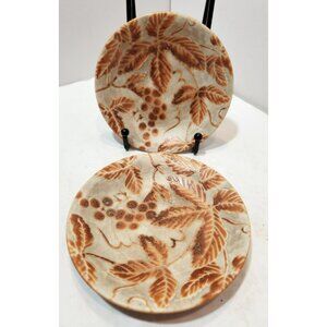 Kotobuki Stoneware Sushi Plates 5" Brown and Orange Set of 2